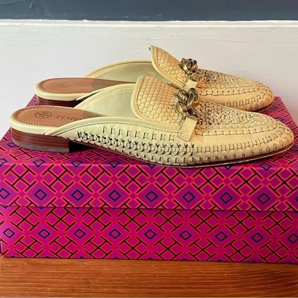 Tory Burch Jessa loafer backless loafer mules clogs woven leather miller flats